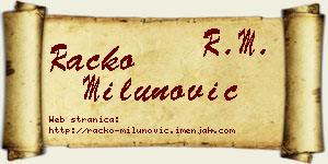 Racko Milunović vizit kartica